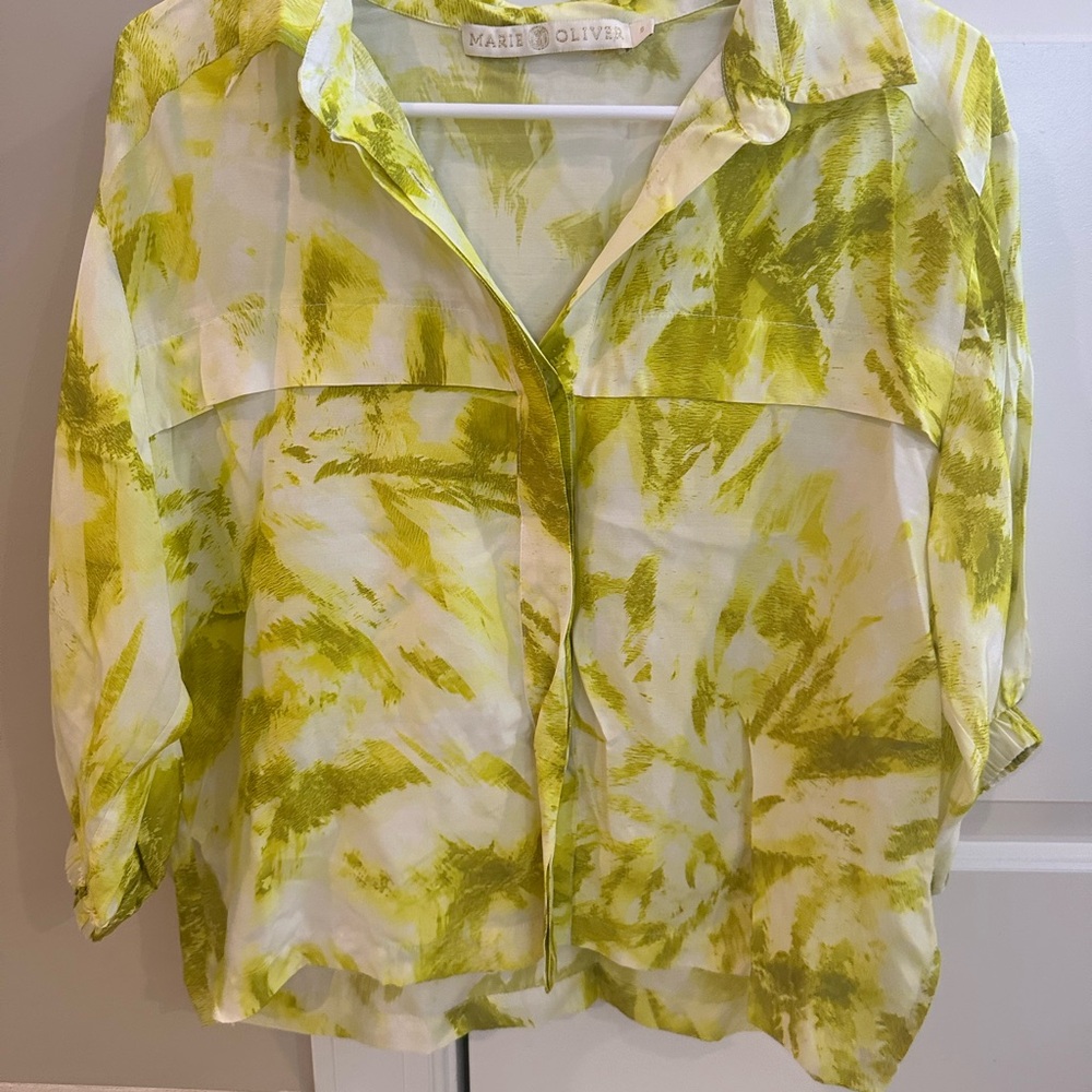 Marie Oliver Lime and White Button Down Shirt